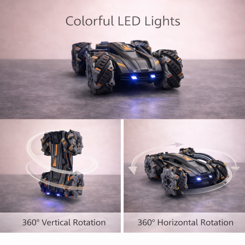 TurboFlip 360° RC Stunt Car – LED Monster Wheels