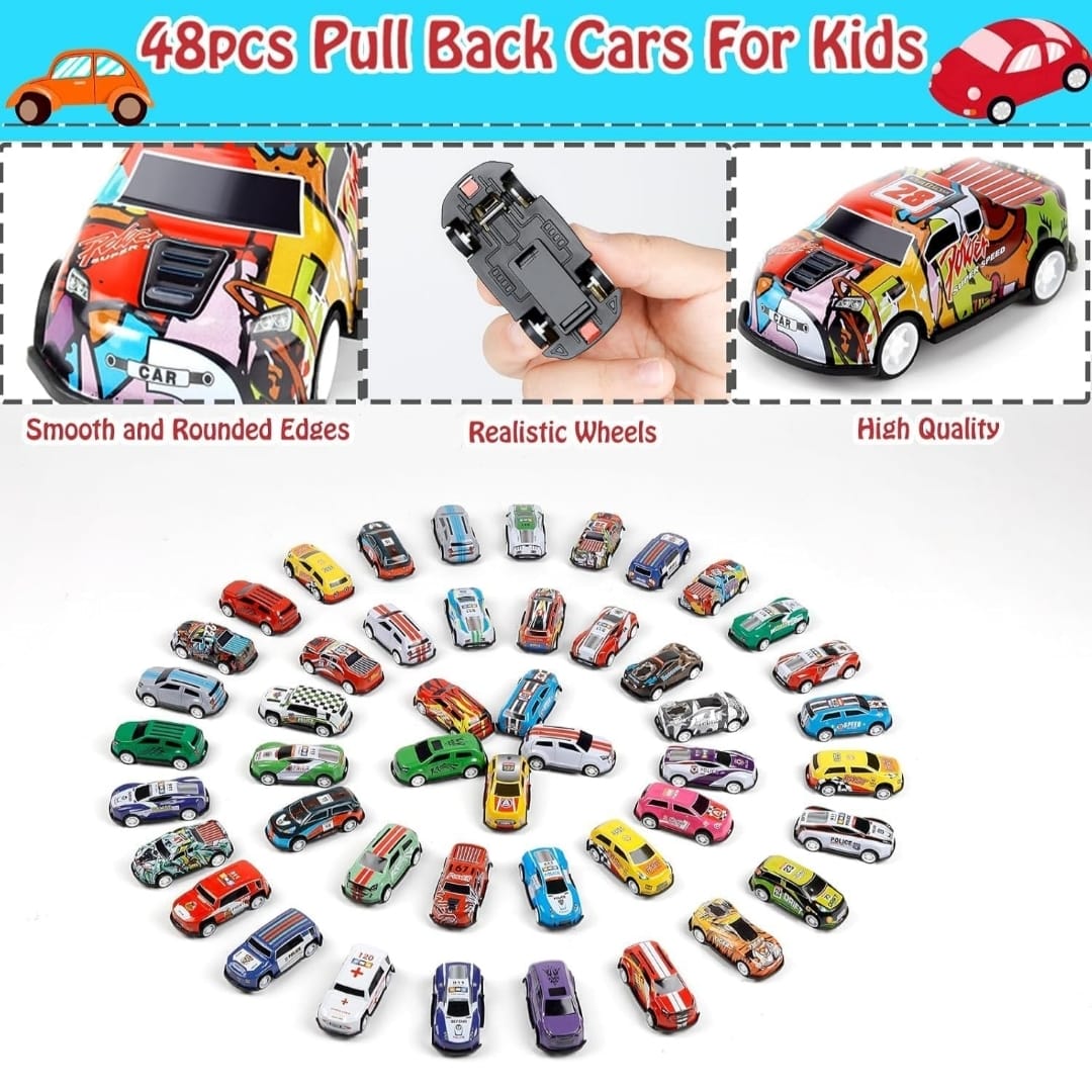 48PCS Alloy Die-Cast Mini Car Set with Storage Case