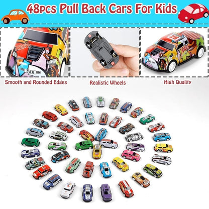 48PCS Alloy Die-Cast Mini Car Set with Storage Case