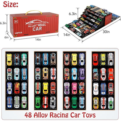 48PCS Alloy Die-Cast Mini Car Set with Storage Case