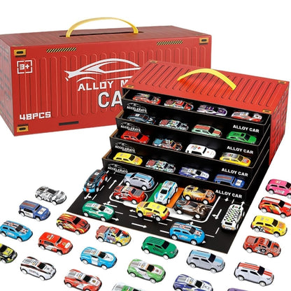 48PCS Alloy Die-Cast Mini Car Set with Storage Case