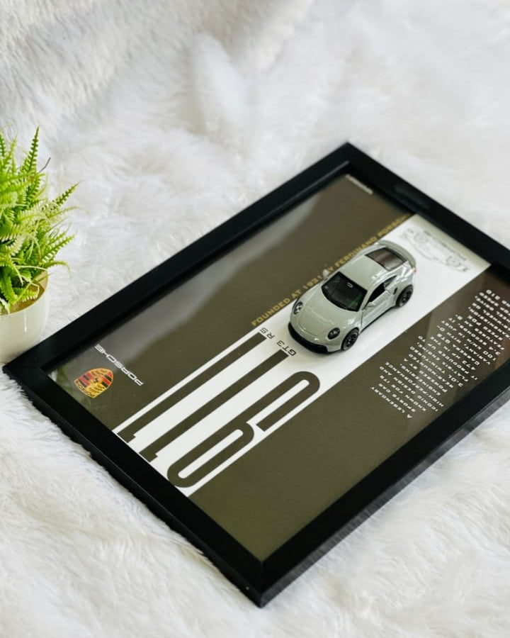 1:43 A4 Size Porsche Car Frame ( Metal car with openable doors )