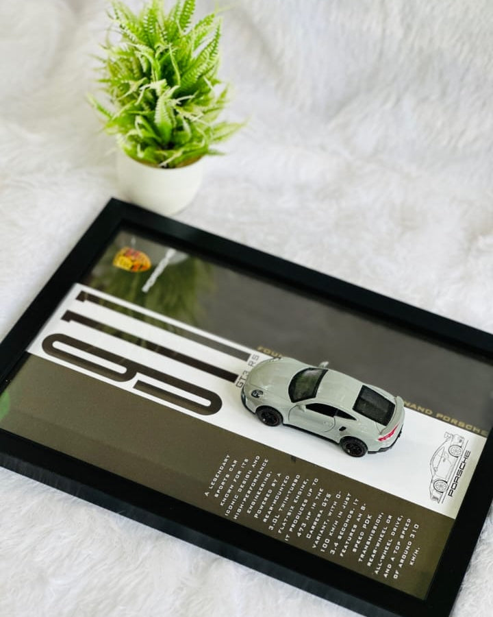 1:43 A4 Size Porsche Car Frame ( Metal car with openable doors )