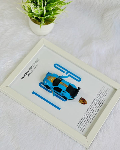 1:64 A5 Size Porsche Car Frame ( Metal car with openable doors and trunks )