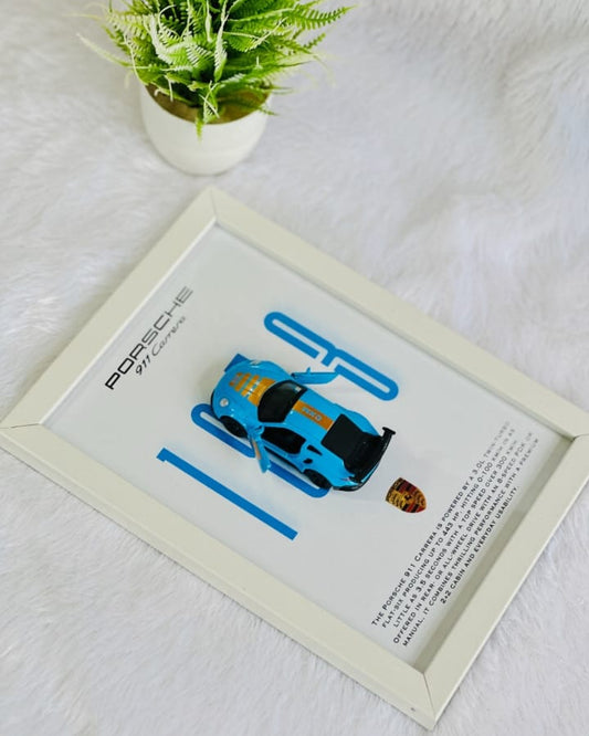 1:64 A5 Size Porsche Car Frame ( Metal car with openable doors and trunks )