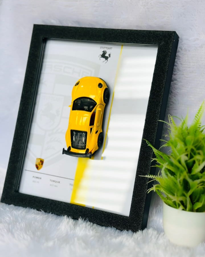 8*10 inch Size Porsche 1:36  Car Frame ( Metal car with openable doors)