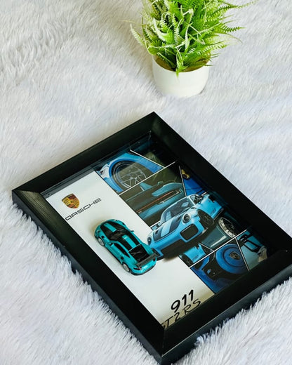 8*10 inch Size Porsche 1:64 scale Car Frame ( Metal car with openable doors)
