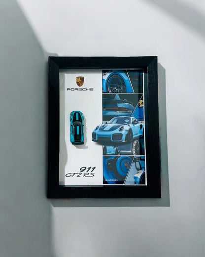 8*10 inch Size Porsche 1:64 scale Car Frame ( Metal car with openable doors)